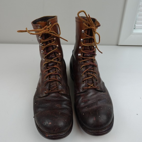 Vintage Red Wing Boots Mens Size 9.5 Brown Leather Iron Ranger Amber USA 50s 60s main image 6